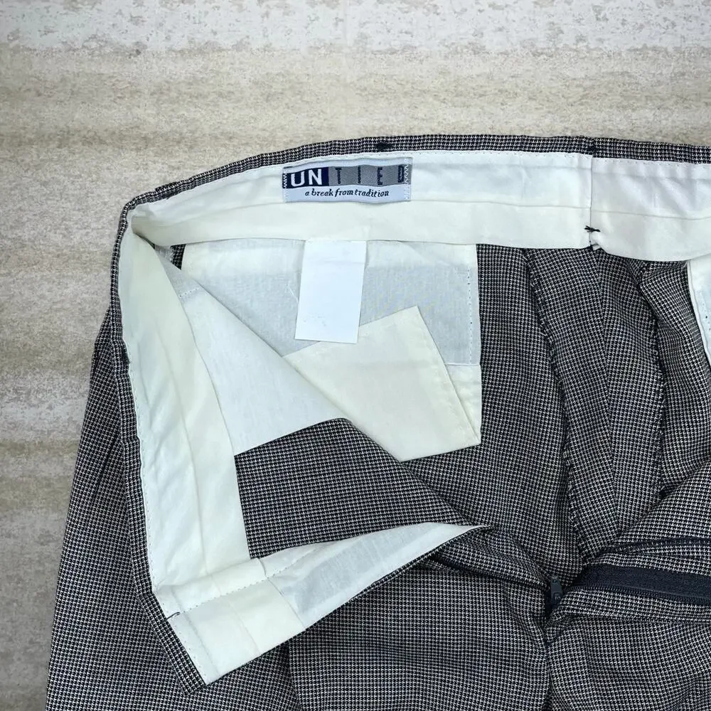 Vintage 90s Untied Dress Pants 36x32 Baggy Wide Leg Fit Black White